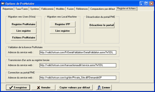 Options PN Registre Fichiers