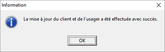 Message MAJ Client Usager 