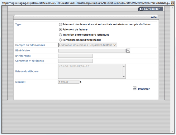 Creation paiement facture