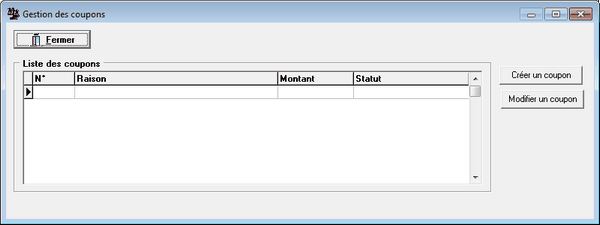 Gestion des coupons