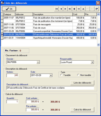 Liste des debourses