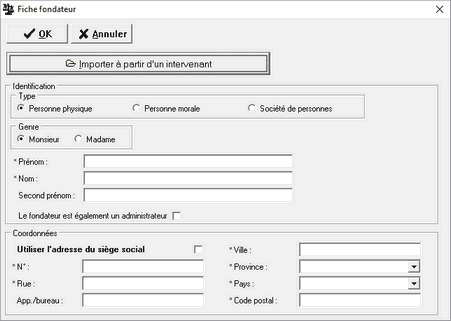 Remplir Incorporation provinciale_Fiche Fondateur