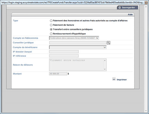 Creation transfert conseillers juridiques