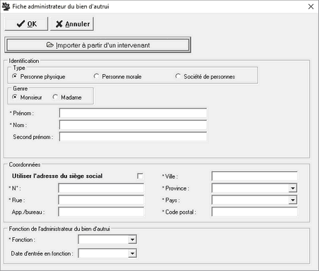 Remplir Incorporation provinciale_Fiche Administrateur bien autrui