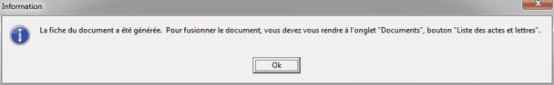 Message generer fiche du document