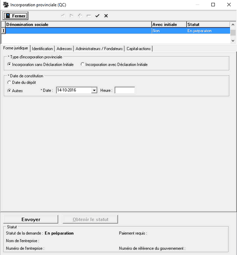 Incorporation provinciale_Dossier standard 2