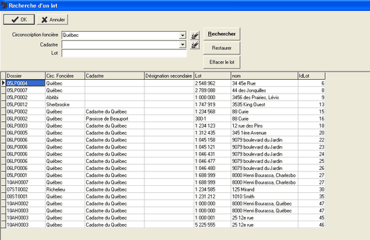Recherche d un lot