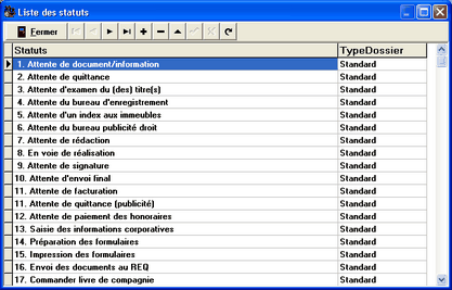 Listes des statuts