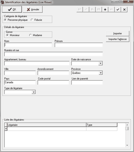 Identification legataires