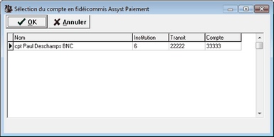 Selection compte Fideicommis Assyst Paiement