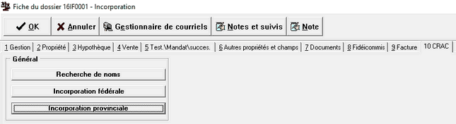 Incorporation provinciale_Dossier standard