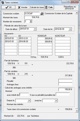 Repartitions de la vente_Taxes scolaires