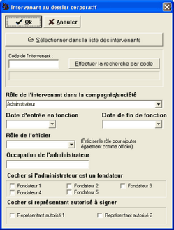 Intervenant dau dossier corporatif