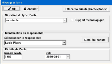 Minutage de l'acte