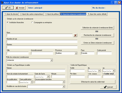 Ajout d'un dossier de refinancement_Ajout creancier a rembourser