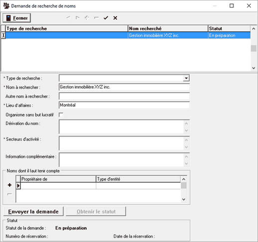 Demande rehcerche de noms