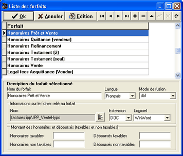 Liste des forfaits 2