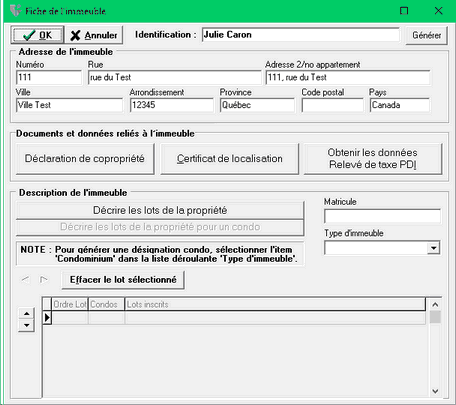 Fiche immeuble