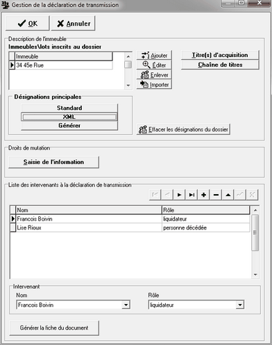 Gestion declaration transmission