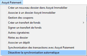 Menu Assyst_Desactiver synchronisation